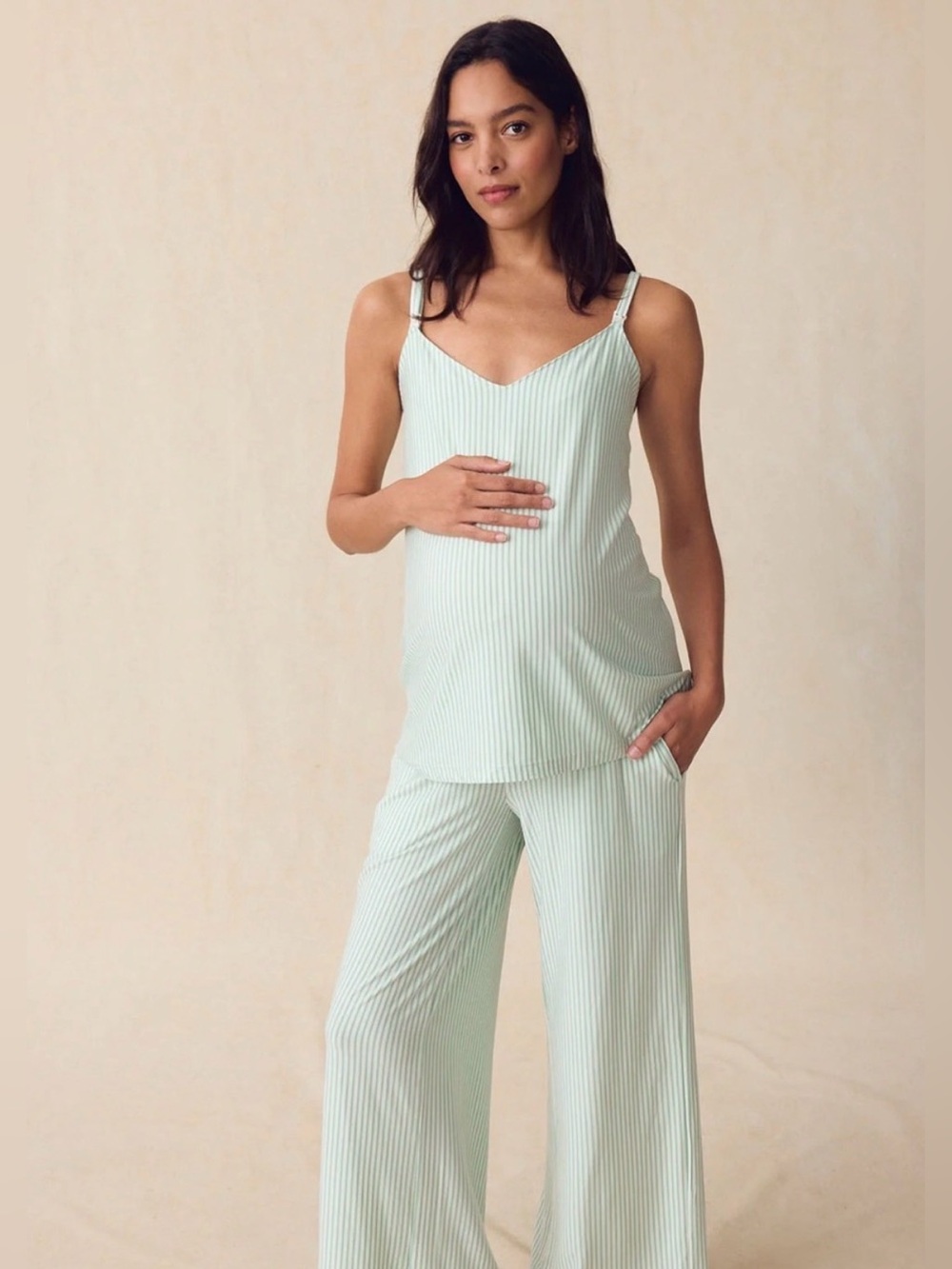Lake Pajamas Maternity DreamModal® Two-Piece Set pants and top striped